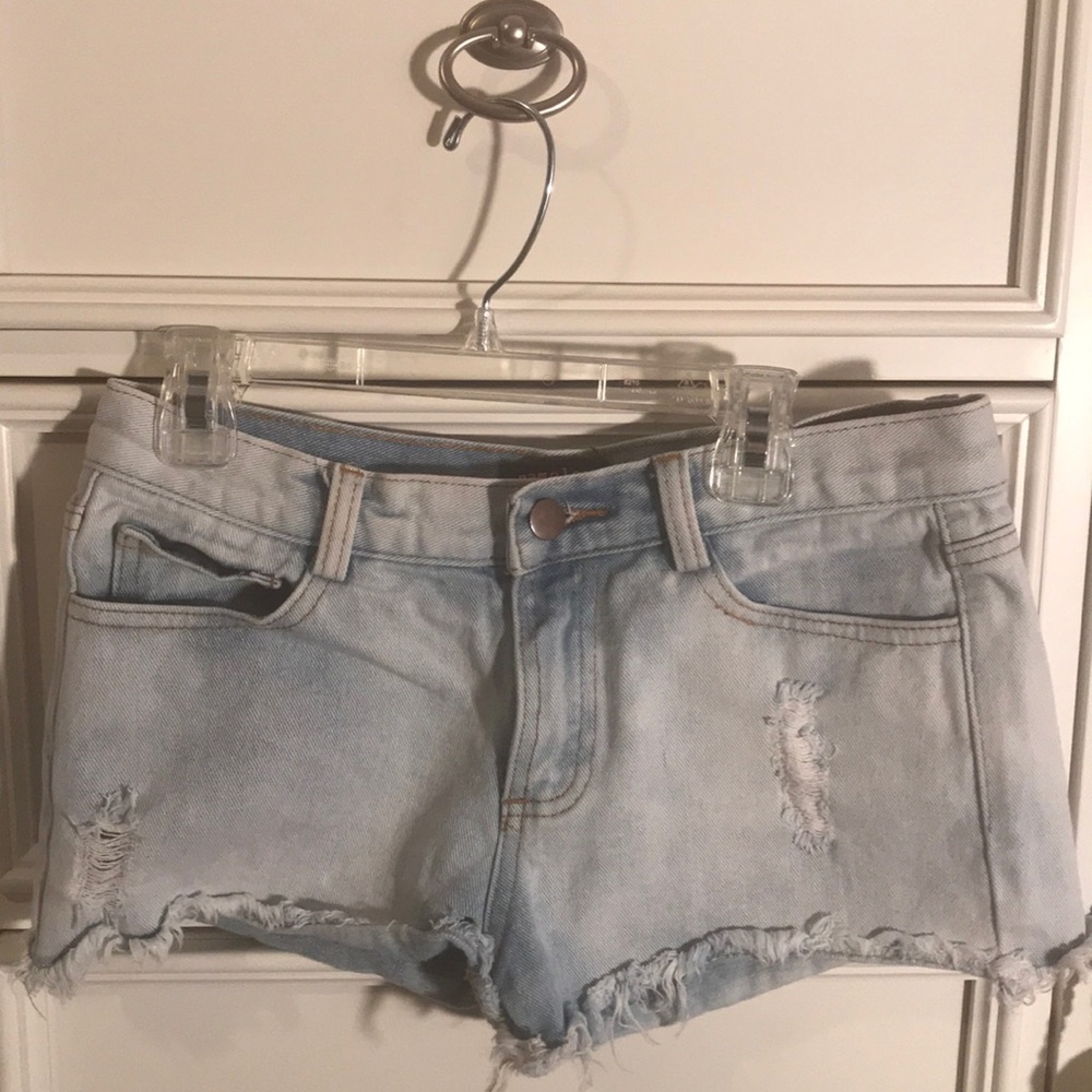 Light wash denim shorts
